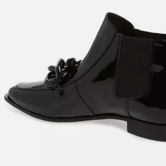 NWB TORY BURCH Adrien Chain Bit Chelsea Bootie Black patent Leather 7 (Orig$428) - Picture 3 of 5